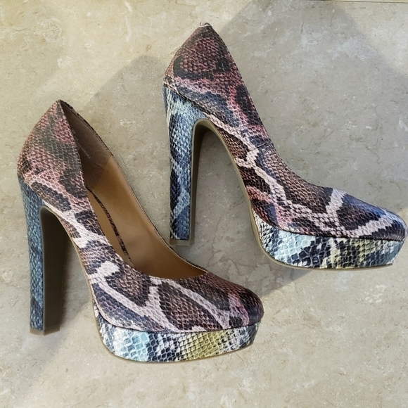 Cosmopolitan High Heel Platform Shoes Women's 8 Faux Snake Rainbow Multicolored - Picture 2 of 8
